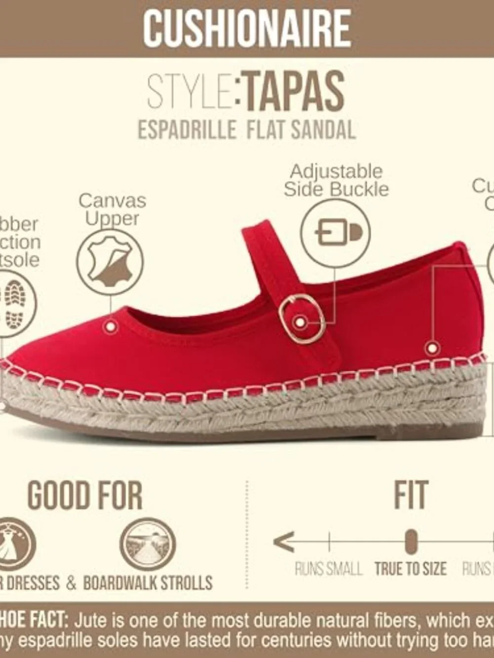 Canvas Mary Jane Flat Espadrille Comfort Wedge Adjustable Strap Closed Toe